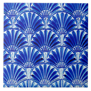 CARREAU FANS ART DÉCO BLEU