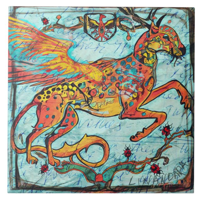 Carreau Fantastique Beast Deer Jaguar Ladybird Phoenix (Devant)