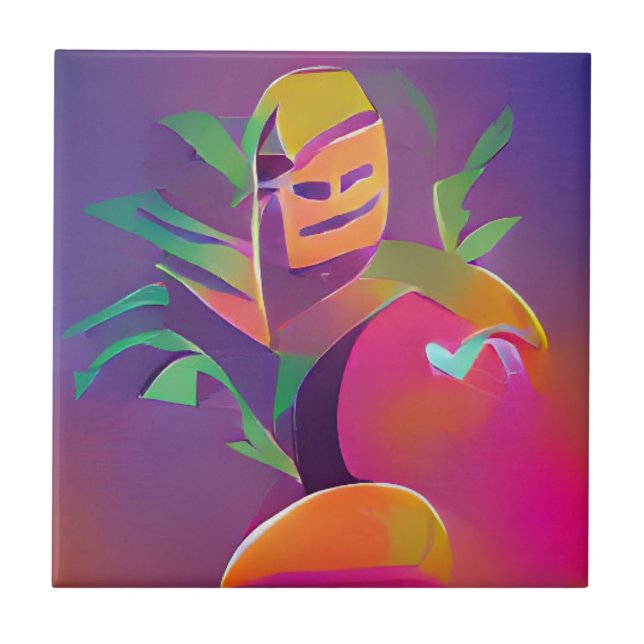 Carreau Fantôme d'un popsicle mangue art numérique abstrai (Devant)