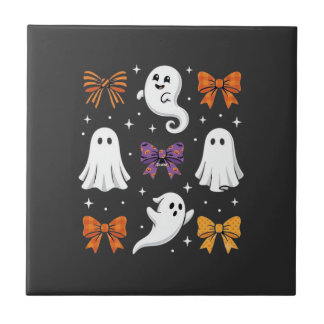Carreau Fantôme Mignon avec Ruban Design Halloween_1