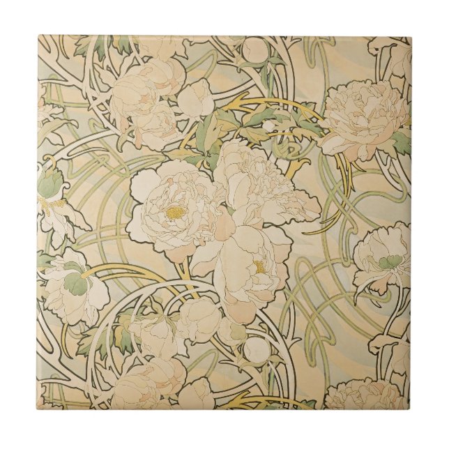 Carreau Faon 1897 de roses de pivoine de pivoines (Devant)