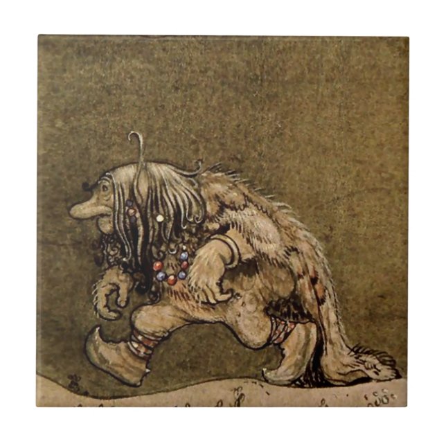 Carreau "Farm Troll" de l'artiste suédois John Bauer (Devant)
