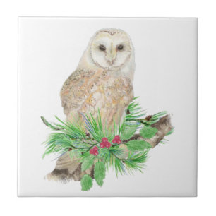 Carreau Faune d'oiseau de hibou de grange de Noël