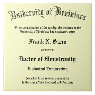 Carreau Fausse tuile de diplôme de Frankenstein