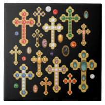 Faux Birthstone Croix et Perdre Gems sur Black