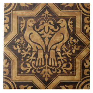 Carreau Faux Bois Oiseaux Médiévaux