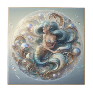 Carreau Faux Pierres Précieuses Sirène   Art Nouveau Effet