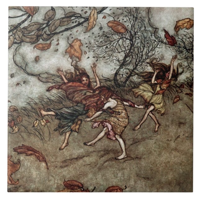 Carreau "Fées d'automne" par Arthur Rackham (Devant)
