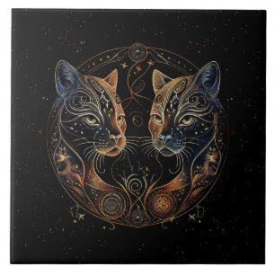 Carreau Feline artistique Cercle Twin Cats