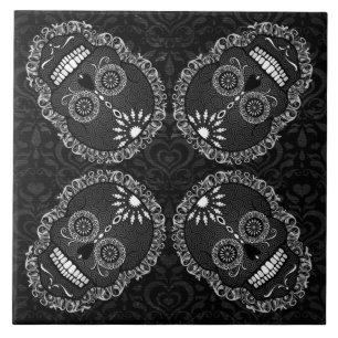 Carreau Feliz Muertos - tuile de fête de motif de crâne de