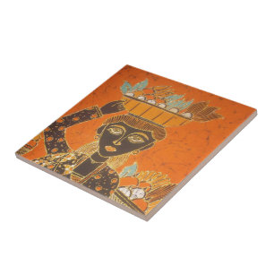 Carreau Femme africaine portant panier Personnaliser produ