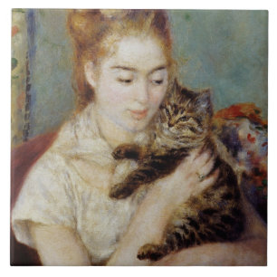 Carreau Femme avec un chat par Pierre-Auguste Renoir