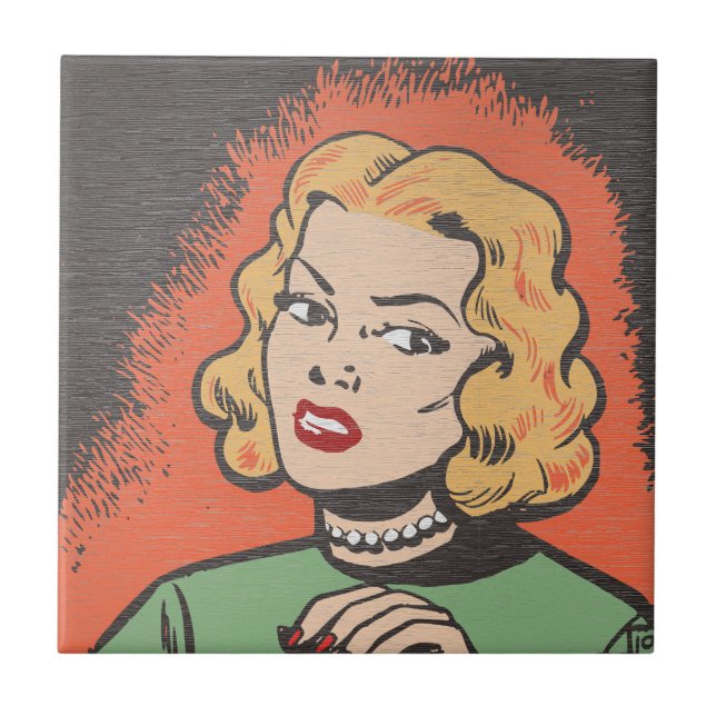 Carreau Femme de bande dessinée rétro - Pop Art  (Devant)