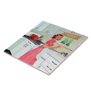 Carreau femme de cuisine vintage rétro