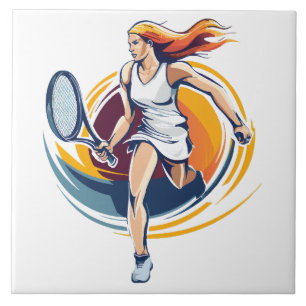 Carreau femme jouant au tennis