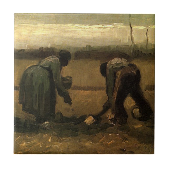 Carreau Femme paysanne plantant de la pomme de terre par V (Devant)