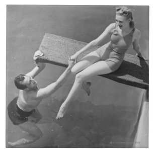 Carreau Femme sur le conseil de plongée