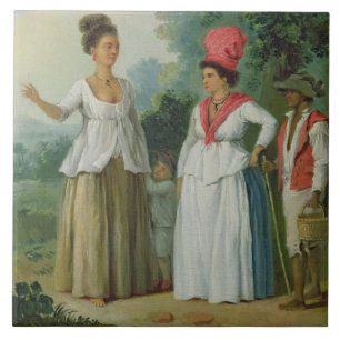 Carreau Femmes indiennes occidentales de couleur, avec un