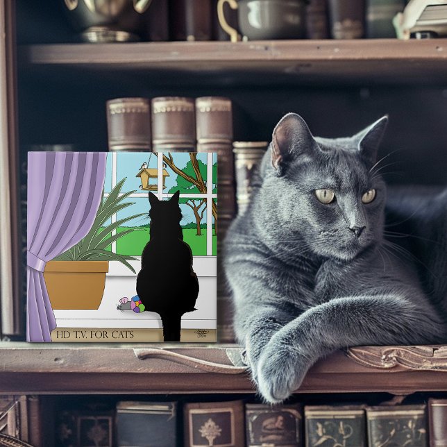 Carreau Fenêtre Chat noir regardant dehors (Créateur téléchargé)