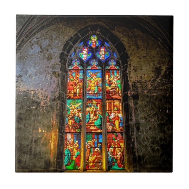 Carreau Fenêtre en verre teinté colorée vibrante (Devant)