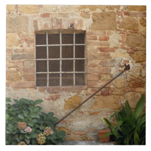 Carreau Fenêtre et mur en pierre ancien, Pienza, Italie