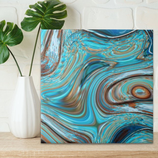 Carreau ferme bleu turquoise Tourbillons turquoise à grain (farmhouse teal blue Woodgrain turquoise swirls Ceramic Tile)