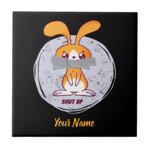 Carreau Ferme-la Lapin Design de Bande Dessinée Drôle et S