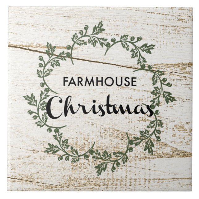 Carreau Ferme moderne Wreath de Noël Bois rustique (Devant)