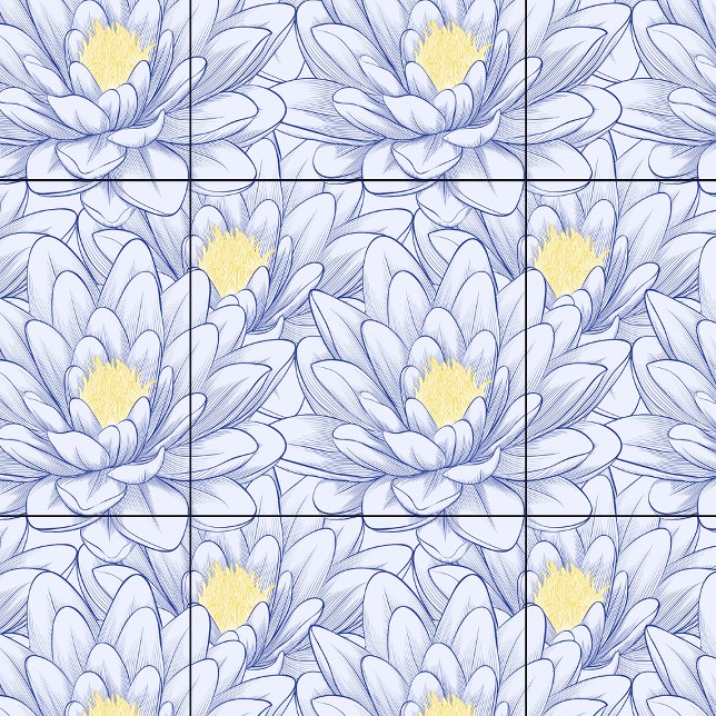 Carreau Ferme végétale végétale bleu blanc minimal (Minimal Blue White Floral Botanical Farmhouse Ceramic Tile)