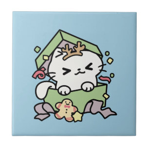 Carreau Fête de Noël avec Purr-ty Time Cat