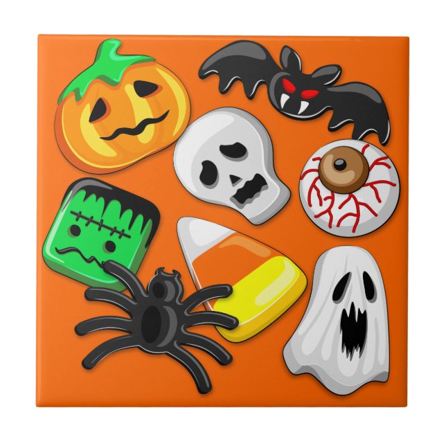 Carreau Fête des Candies Éffrayantes d'Halloween (Devant)