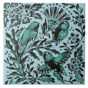 Carreau Fête des Mères Turquoise Bue Oiseaux & Fleurs Aq