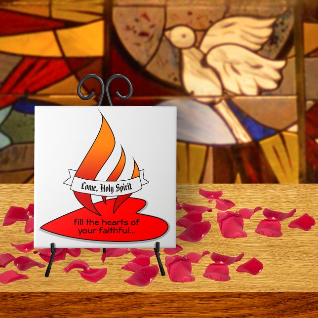 Carreau Feu ou flamme et coeur avec citation Pentecôte (Créateur téléchargé)