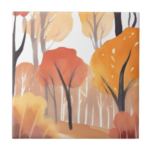 Carreau Feuillage d'automne forêt aquarelle feuilles