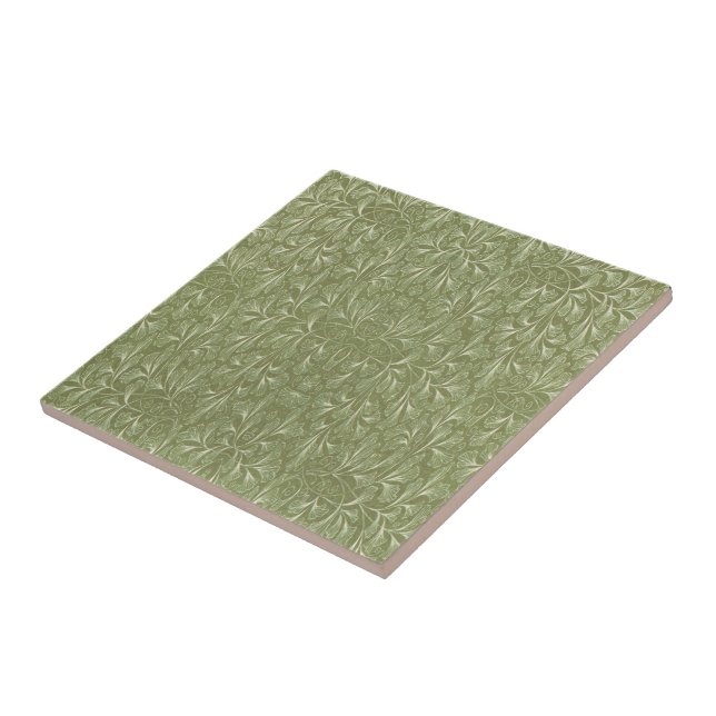 Carreau Feuille de ginkgo biloba sur le vert sauge (Côté)