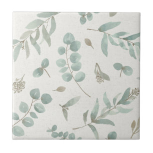 Carreau Feuille d'eucalyptus à l'arrière-plan de beige