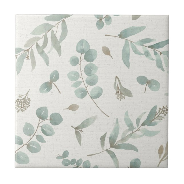 Carreau Feuille d'eucalyptus à l'arrière-plan de beige (Devant)