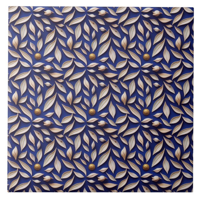 Carreau Feuille et motif bleu marine (Devant)