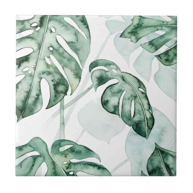 Carreau Feuille fractionnée de palme tropicale (Devant)