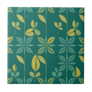 Carreau Feuille géométrique botanique sarcelle moderne du