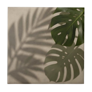 Carreau Feuille Tropicale Minimaliste de Monstera Verte Om