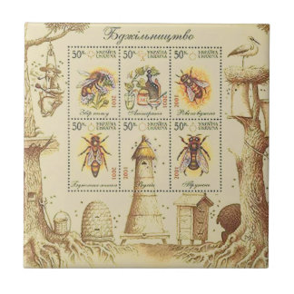 Carreau Feuille ukrainienne de timbre de l'apiculture