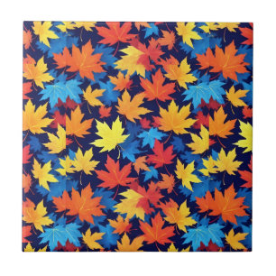 Carreau Feuilles Colorées D'Automne Sur Arrière - plan Ble