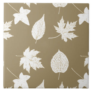 Carreau Feuilles d'automne - blanc et taureau
