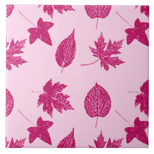 Carreau Feuilles d'automne - bordeaux et rose coquille