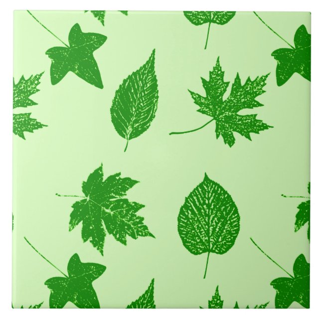 Carreau Feuilles d'automne - émeraude et vert citron (Devant)