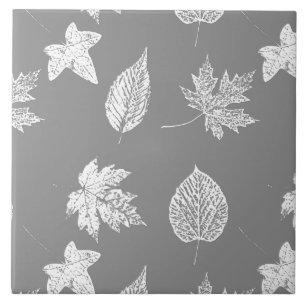 Carreau Feuilles d'automne - gris argenté et blanc