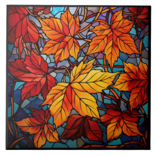 Carreau Feuilles d'automne Verre Cathédrale