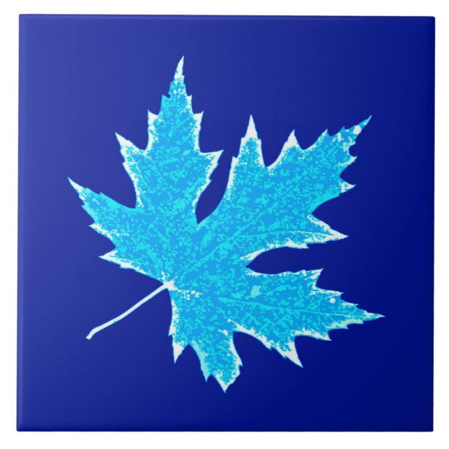 Carreau Feuilles de chêne - bleu et blanc (Devant)