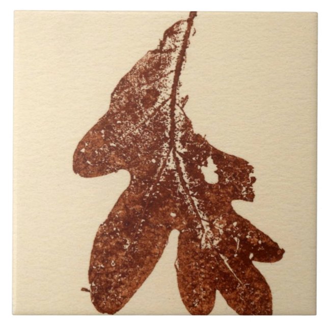Carreau Feuilles de chêne simple nature imprimée à l'encre (Devant)